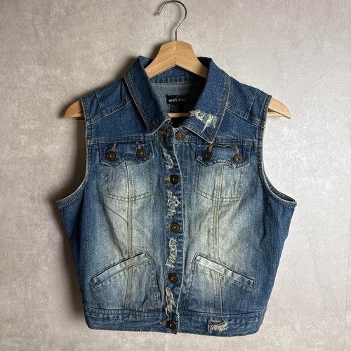 Wet seal distressed denim - seal, vest